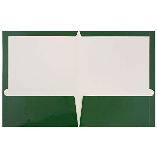 JAM PAPER Laminated Two Pocket Glossy School Folders - Letter Size - High Gloss Green - 6/Pack - color: Green, size: Pack of 6 Folders