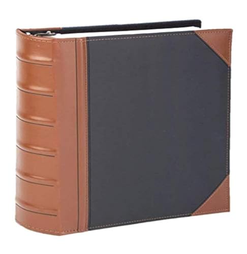Executive Binder, English Leather 2 Tone with Stitching and Ribbed Spine, Heavy Duty 3 D-Ring with Boosters, Black (2" inch, 1PK) - size: 2 Inch