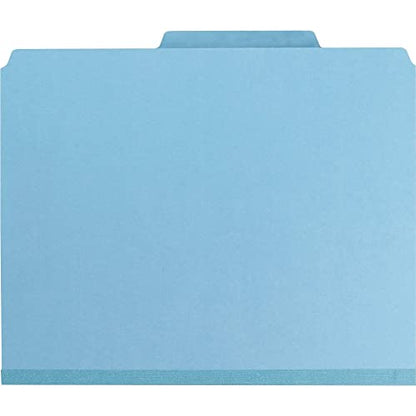 Smead Pressboard Classification File Folder with SafeSHIELD Fasteners, 1 Divider, 2" Expansion, Letter Size, Blue, 10 per Box (13730) (Pack of 1) - color: Blue