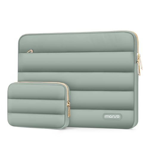MOSISO Laptop Case 14 inch, 14 inch Puffy Laptop Sleeve, Antique Green | Compatible with HP Lenovo Dell ASUS Acer, HP Stream, Dell Latitude, Lenovo IdeaPad, Polyester Horizontal Bag with Small Case - color: Antique Green, size: 14 inch