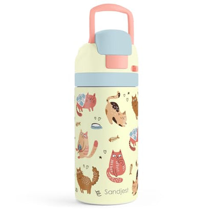Cat Kids Insulated Stainless Steel Water Bottle 16 Oz, Travel Tumbler for School, Sports for Girls, Birthday, Back To School - color: Cat 2