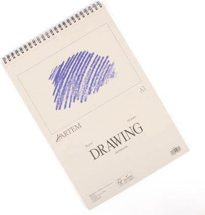 Hartem - A3 Sketch Book, Top Spiral Bound Sketch Pad, 100 Sheets, 60lb/90gsm Acid-Free Drawing Paper, Art Suppiles for Kids & Adults, Beginners & Professional Artists - size: A3 (11.7 × 16.5 in)