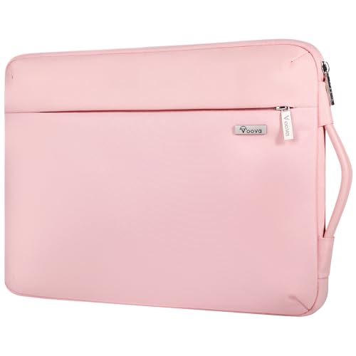 Voova Laptop Sleeve Case 15.6 16 Inch with Handle, 360° Protective Waterproof Slim Computer Bag Cover Compatible with MacBook Pro M2/M3/M4 16, HP Acer Lenovo Yoga ThinkPad Asus Laptop, Women, Pink - color: Sakura Pink, size: 15.6-16 Inch