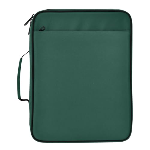 Dark Green Pattern 3 Ring Zipper Binder for Office School High Capacity Document Organizer 1.2 Inch Portfolio Case Holds 500 Sheets Binder Organizer for Adults Kids - color: Dark Green