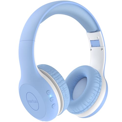 EarFun K2 Kids Bluetooth Headphones, Kids Headphones with Volume Limited, 40H Playtime, Built-in Mic, Stereo Sound, Foldable Over-Ear Headphone for School/Travel/iPad/Tablet, Sky Blue - color: Sky Blue