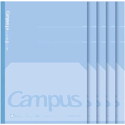 KOKUYO Composition Notebooks, 7" x 10" Kimochii Dot Lined Notebook, 30 Sheets College Ruled Paper, 5 Pack Blue B5 Notebook for School and Work, School Supplies Comp Book for Note Taking - color: Blue, size: 7mm Dot Ruled