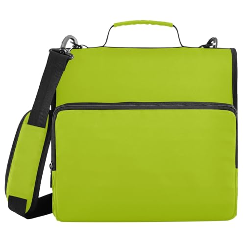 3 Ring Zipper Binder, 500 Sheets Capacity Zip Up Binders, 1.5 Inch Zipper Binder with Multiple Pockets & Expanding File Folder, Safety Green