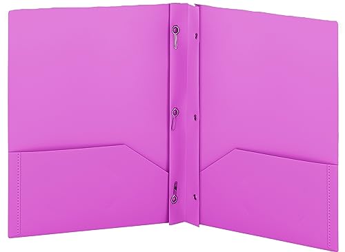 Plastic Folders with Pockets and Prongs Purple - Two Pocket Folder with Brads - 3 Prong Folders with Pockets for Letter Size Sheets, Also Available in Blue, Green, Red, Pink, and Grey, 1 Pc –by Enday - color: Purple, size: 1