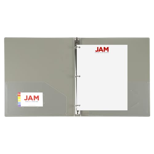 JAM PAPER Plastic 0.5 inch Binder - Smoke Grey 3 Ring Binder - Sold Individually - color: Smoke, size: 0.5 inch