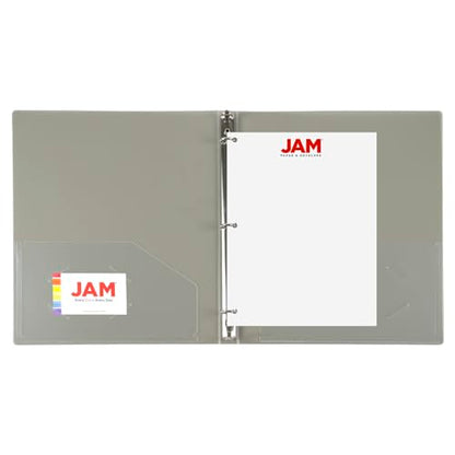 JAM PAPER Plastic 0.5 inch Binder - Smoke Grey 3 Ring Binder - Sold Individually - color: Smoke, size: 0.5 inch