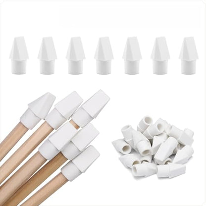 20 Pcs White Pencil Cap Erasers, Soft Smudge-Free Pencil Topper Erasers for Students and Office Supplies