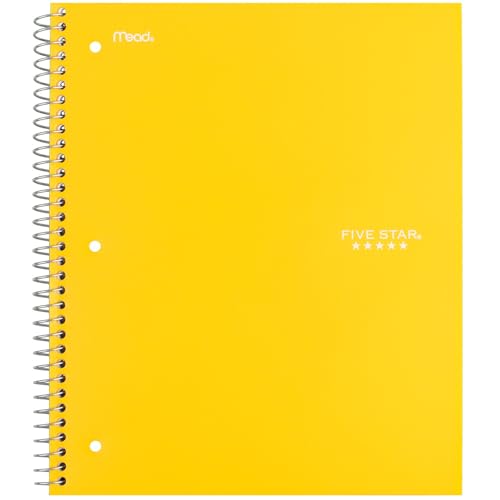 Five Star Spiral Notebook, 3 Subject, Wide Ruled, 150 Sheets | 10-1/2" x 8" Size | Harvest Yellow | Pack of 2 | Study App - color: 09 Yellow, size: 8" x 10-1/2" (Pack of 2)