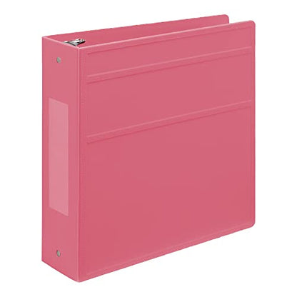 Carstens 3-Inch Heavy Duty 3-Ring Binder - Side Opening, Bubblegum Pink, Durable Plastic, Precision No-Gap Rings, Waterproof Cover, No Pockets, Holds 400 Letter Sheets, BPA-Free, Made in USA (1708-3R) - color: Pink, size: Individual