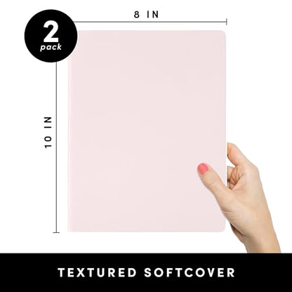 PAPERAGE Soft Cover Blank Journal Notebook, 2 Pack, (Pink Blush), 100 Pages, Large 7.5 inches x 9.5 inches, Ideal for Sketch Book, Note Taking & Travel Journal - color: Pink Blush, style: Plain 100pgs (2 Pack)