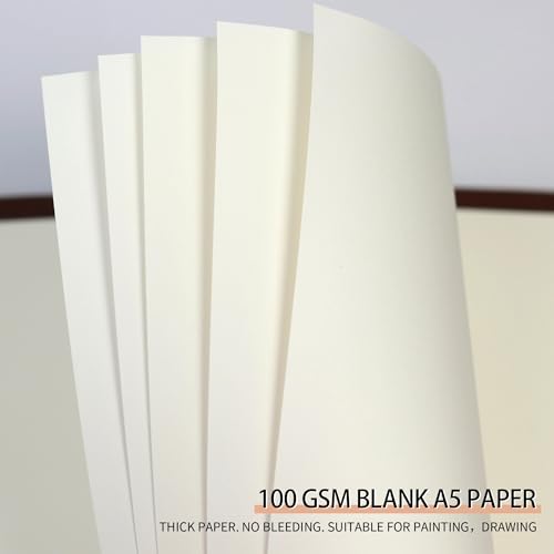 A5 Blank Refill Paper, A5 Loose Leaf Paper 6 Hole Notebook Refills for 6 Ring Refillable Binder Notebook Planner Diary Journals Painting -Blank Pages,80 Sheets/160 Pages - size: Blank-A5