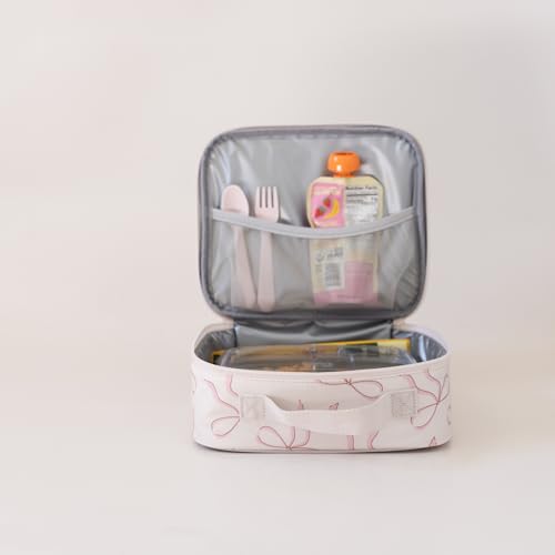 Tiny Twinkle Insulated Lunch Box for Girls and Boys | Durable and Reusable for School & Travel | Ages 3 and Up | Waterproof and Easy to Clean | PFAs and BPA Free（Bows） - color: Bows