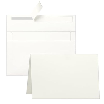 Guakicae 100 packs Cream Greeting Cards and Envelopes 4 x 6 Heavyweight Folded Off White Cardstock and A4 Envelopes Printable Self Seal for Wedding Invitations, Festival Blessing - color: Off White, size: 4x6-100pcs