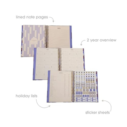 Pearhead 2026-2027 Academic Planner 12 Month (July 2026–June 2027), 9.5” x 11” Spiral Bound Hardcover with Monthly Tabs, Weekly & Monthly Layouts, Stickers, Goal Pages - color: Purple 2026 Academic Planner