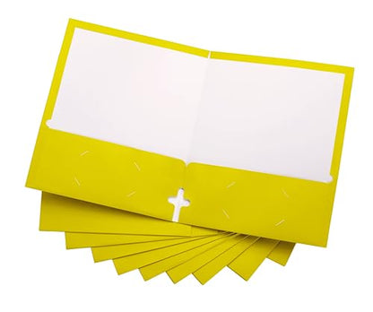 10 Pack Two Pocket Folders, Yellow, Strong Thick Paper Folders, for Letter Size, by ACTIVITYya, - color: Yellow