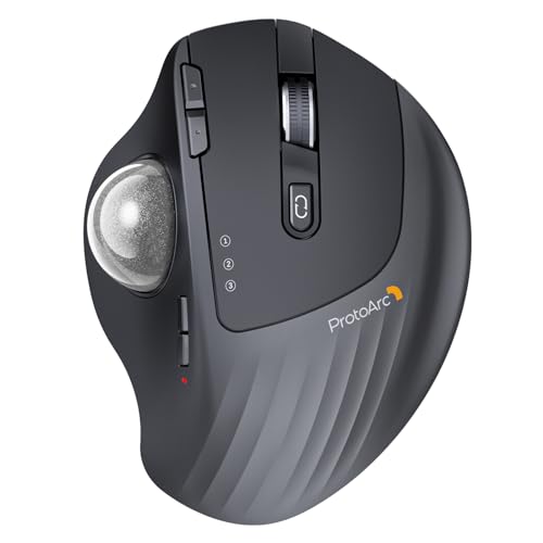 ProtoArc Wireless Trackball Mouse, EM01 NL Ergonomic Bluetooth Rollerball Thumb Rechargeable Computer Laptop Mouse, Adjustable Angle & 3 Device Connection for PC, Mac, Windows-Silver Ball - color: Silver Ball