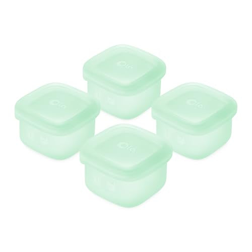 Olababy Clear Sense Silicone Storage Containers 4pk for Baby Food, Snacks, Formula, Puree, Sauce & More | Micro Plastic & BPA-Free | Daycare Essentials for Toddlers and Kids (Mint, 2 oz / 60 ml) - color: Mint, size: 2 oz