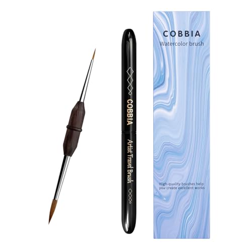 Fine Tip Round Kolinsky Sable Brushes for Watercolor, Acrylic, Gouache, Oil Painting & Crafts - Professional Travel Art Supplies Set - color: Black