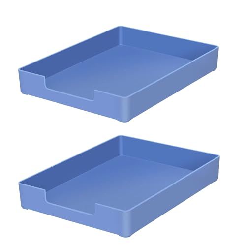Stackable Letter Tray, 2 Pack Blue, Desk Organizer | Plastic stackable letter tray, fits A4/letter. Anti-skid stacking support. Desktop file organizer for office, school, home. - color: 2x Blue