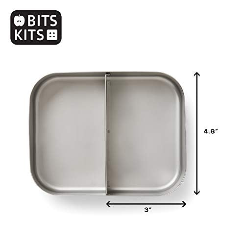 Bits Kits Stainless Steel Bento Box Lunch and Snack Container, 2 Sections | For Kids & Adults | Easily Fits In Lunchboxes | Durable Stainless Steel | Dishwasher Safe | Divides Meal & Snacks | On The Go - style: Lunch Box, 2 Sections