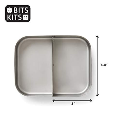 Bits Kits Stainless Steel Bento Box Lunch and Snack Container, 2 Sections | For Kids & Adults | Easily Fits In Lunchboxes | Durable Stainless Steel | Dishwasher Safe | Divides Meal & Snacks | On The Go - style: Lunch Box, 2 Sections