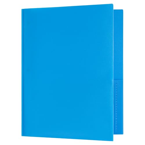 JAM PAPER Plastic Color POP Folders - 2 Pocket Durable Folders with Metal Prongs Fastener Clasps - Blue - 6/Pack - color: Light Blue, size: 6 Per Pack