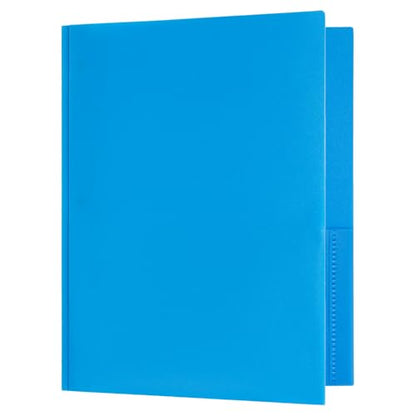 JAM PAPER Plastic Color POP Folders - 2 Pocket Durable Folders with Metal Prongs Fastener Clasps - Blue - 6/Pack - color: Light Blue, size: 6 Per Pack