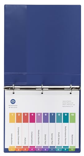 Avery® 10 Tab Dividers for 3 Ring Binders, Customizable Table of Contents, Multicolor Tabs, 6 Sets (11188) - size: 10 tabs