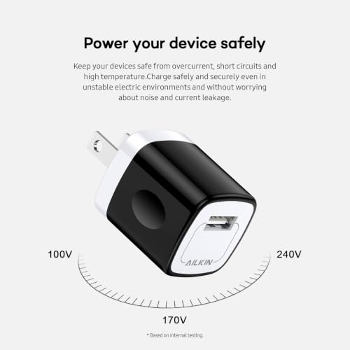 5 Pack USB Outlet Plug, Charger Block, Single Port USB-A Wall Charging Cube | USB AC Power Plug for iPhone Android Samsung Galaxy Google Pixel, MultiPack Phone Charger Brick Box Base Adaptor Cargador - size: 6ft, style: USB Wall Charger