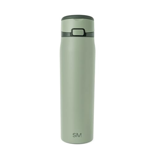 Simple Modern Mesa Loop Water Bottle with Covered Straw and Handle | 24oz Cup Holder Friendly Insulated Stainless Steel Bottles for Travel, Sports and School | Eucalyptus Mix - color: -Eucalyptus Mix, size: 24 Ounces