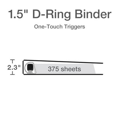 Cardinal 3 Ring Binder, 1.5 Inch Premier Easy Open Binder, ONE-Touch Locking Slant-D Rings, 400-Sheet Capacity, ClearVue Cover, PVC-Free, Black (10311) (Pack of 12) - size: 1.5-Inch (Pack of 12)