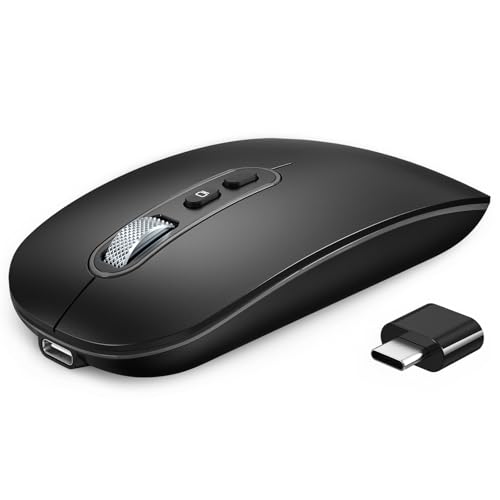 RaceGT USB C Wireless Mouse, Rechargeable Dual-Mode Mouse(Type-c and Bluetooth), Silent Bluetooth Mice for MacBook Air/Pro, Slim Portable Travel Mice for iPad Mac Laptop PC Computer