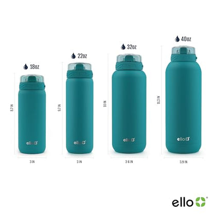 Ello Cooper 22oz Stainless Steel Water Bottle with Straw and Carry Handle, Double Walled and Vacuum Insulated Metal, Leak Proof Locking Lid with Soft Silicone Spout, Reusable, BPA Free, Antigua - color: Antigua, size: 22 Ounces