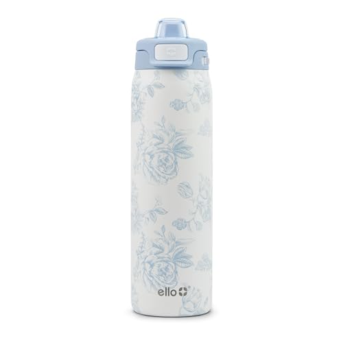 Ello Pop & Fill Insulated Stainless Steel Water Bottle with Quick Fill Lid, Leakproof Locking, Sip or Chug Spout, BPA-Free, Double Wall Vacuum Insulated for Sports, Travel & School- 22oz / 32oz / 40oz - color: Porcelain Rose, style: 22oz