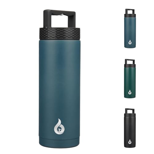 BJPKPK Insulated Water Bottles, Dishwasher Safe 18 oz Water Bottle with Handle, Leakproof BPA Free Thermal Flasks, Stainless Steel Jug for Sports, Navy Blue - color: Navy Blue, style: 18oz