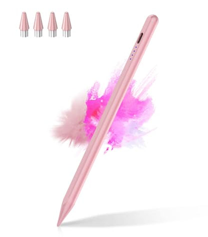 CMARS Active Stylus Pen for Touchscreen, Universal Tablet Pencil for Apple iPad/iPhone/Samsung/Huawei/Xiaomi/Android and More Devices, Rechargeable Digital Pens with Magnetic Function - Pink - color: Pink