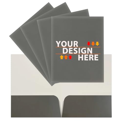 JAM PAPER Custom Printed Semi-Gloss Folders with Round Corner Pockets - Personalized Logo & Text - 10 pt C2S - Grey - 250/Pack - color: Grey, size: 10pt C2S - 250 Pack