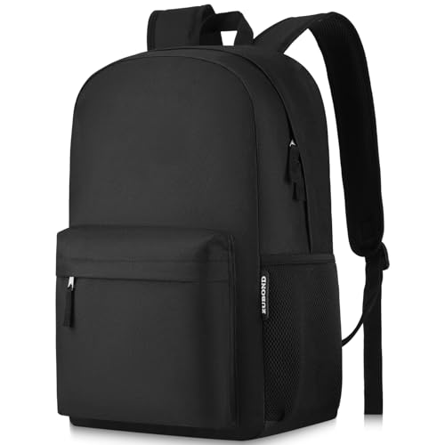 ZUBOND Unisex Black Backpack for School & Travel - Lightweight Laptop Backpack Fits 17.3 Inch Notebook, Water Bottle Pocket - Ideal for Teens, College Students, Adults - color: Black, size: 17.3 Inch