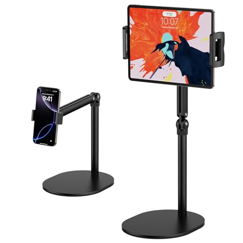 Tablet Stand for iPad, Adjustable Arm Mount Holder Desk with 360° Rotation, Portable Monitor Stand Compatible with iPad mini Air Pro, Kindle, Switch, Galaxy Tab, Phones