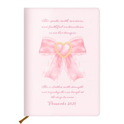 Pink Bow Bible Hard Shell Journal Notebook, Bible Notebooks for Note Taking, College Ruled Notebook, Inspirational Hardcover Notebooks, Journals for Writing Note Taking 200 Sheets (5.8 x 8.3)-7 - color: Multi 1573