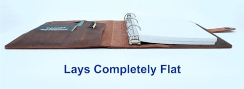 Fan&Ran Lined Leather Journal, 100 Sheets of College Ruled Paper 5.5"x8.5", 3-Ring Mini Binder, Interior Pockets, Refillable - style: Lined (100 Sheets)