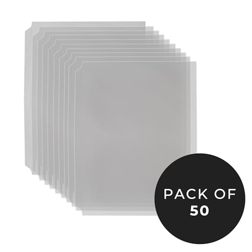 Risch Heavy-Duty 3-Hole Punched Clear Vinyl Page Protectors, Plastic Sleeves for Menu Binders, Letter-Sized Document Storage, and Recipe Books, 10-Gauge Vinyl, 8.5” X 11”, Pack of 50 - size: 8.5 X 11