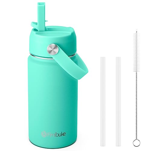 Fimibuke Kids Insulated Water Bottle, 14oz BPA FREE 18/8 Stainless Steel Travel Tumbler Double Wall Vacuum Leak Proof Kids Cup with Straw Metal Water Bottle for School Boys Girls(1 Pack, Turquoise) - color: B1. Turquoise