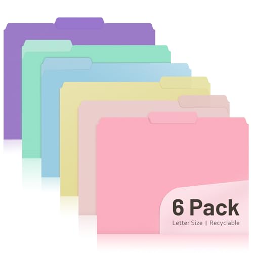 Comix Plastic Colored File Folders, 6 Pack, 1/3-Cut Tabs, Letter Size 8.5x11, 6 Pastel Colors, Poly Folders for Documents, Office, Home, School Organization - color: Morandi Color-recycle Pp, size: 6 Pack