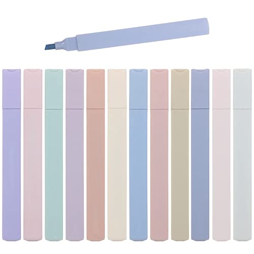 Tupalizy 12PCS Assorted Colors Highlighters No Bleed Pastel Highlighter Chisel Tip Marker Pens for Bible Pages Study Journaling Annotating Books Notes Taking Office Supplies Christmas Party Gifts
