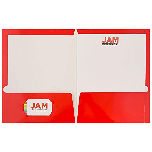 JAM PAPER Laminated Two Pocket Glossy School Folders - Letter Size - High Gloss Red - 6/Pack - color: Red, size: Pack of 6 Folders